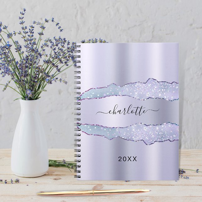 Violet lavender metal agate marble name notebook (Creator Uploaded)