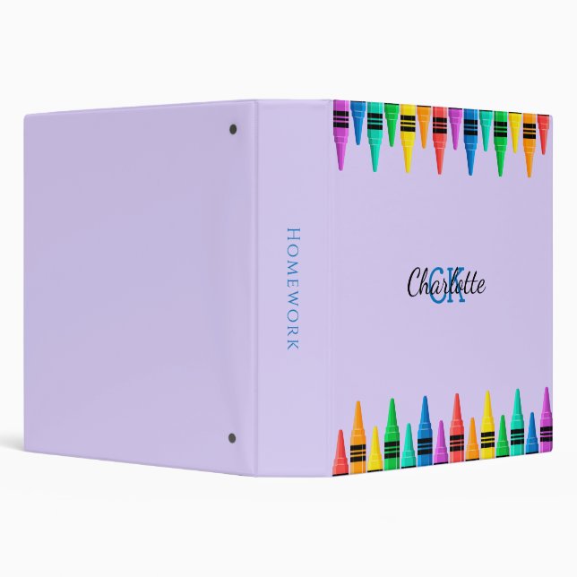 Violet Lavender Monogram Initials Name 3 Ring Binder (Background)