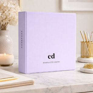 Violet lavender monogram initials name binder