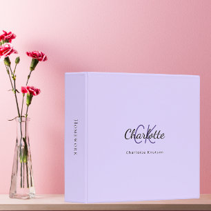 Violet lavender monogram initials name binder