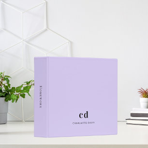 Violet lavender monogram initials name binder