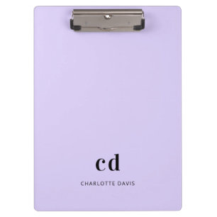 Violet lavender monogram initials name clipboard