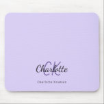 Violet lavender monogram initials name mouse pad<br><div class="desc">A chic violet,  lavender coloured background. Personalize and add your first name,  monogram initials,  letters and full name.</div>