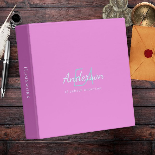 Violet Lavender Monogram Initials Name Personalize Binder (Creator Uploaded)