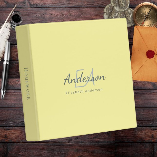 Violet Lavender Monogram Initials Name Personalize Binder (Creator Uploaded)