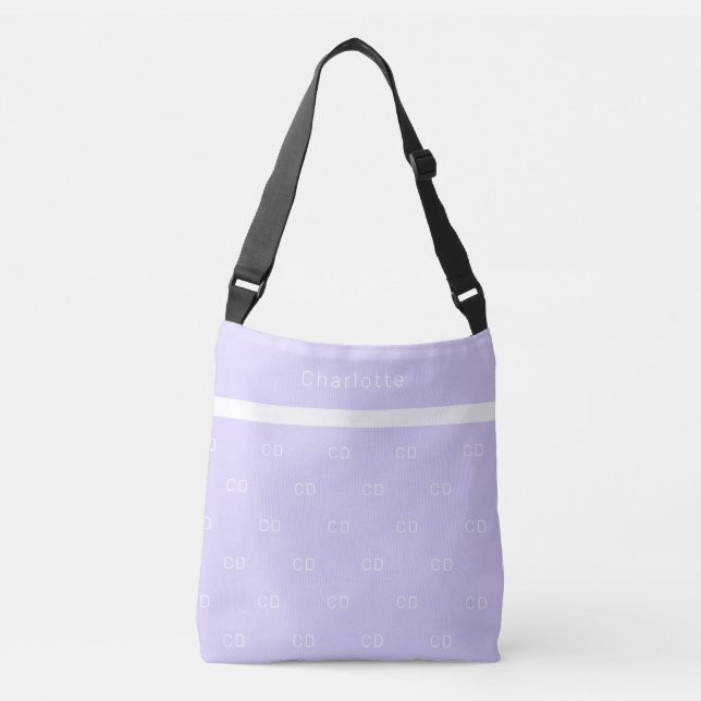 Violet lavender monogram initials pattern name crossbody bag (Front)