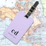 Violet lavender monogram name minimalist luggage tag<br><div class="desc">A violet,  lavender coloured background. Personalize and add your monogram initials and full name.  Black coloured letters.</div>