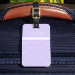 Violet lavender name elegant modern initials luggage tag<br><div class="desc">A violet,  lavender coloured background. Personalize and add your monogram initials and name written with block letters. White letters on front,  black on the back.  Modern,  trendy and simple. 
Back: add your contact information.</div>