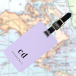 Violet lavender name elegant modern initials luggage tag<br><div class="desc">A violet,  lavender coloured background. Personalize and add your monogram initials and name written with block letters. Black letters.  Modern,  trendy and simple. 
Back: add your contact information.</div>