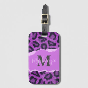 Violet Leopard Print Luggage Tag