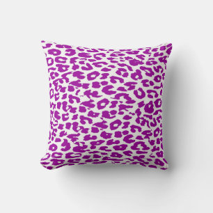 Violet Leopard Print Stripe Pattern Throw Pillow