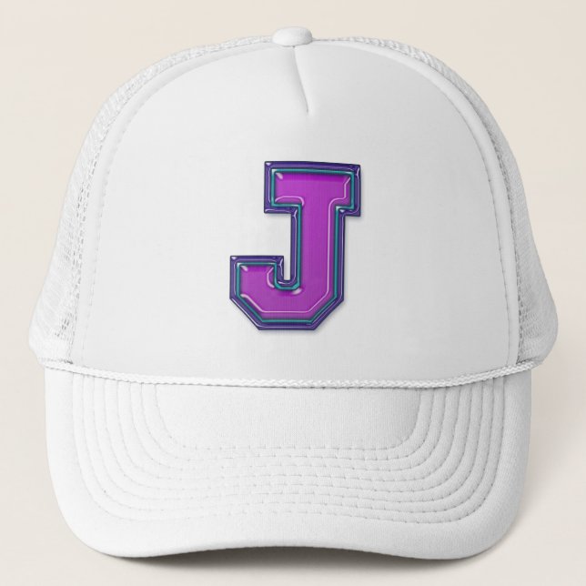 Violet Letter J Trucker Hat (Front)