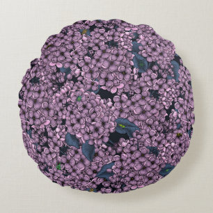 Violet Lilac garden Round Pillow