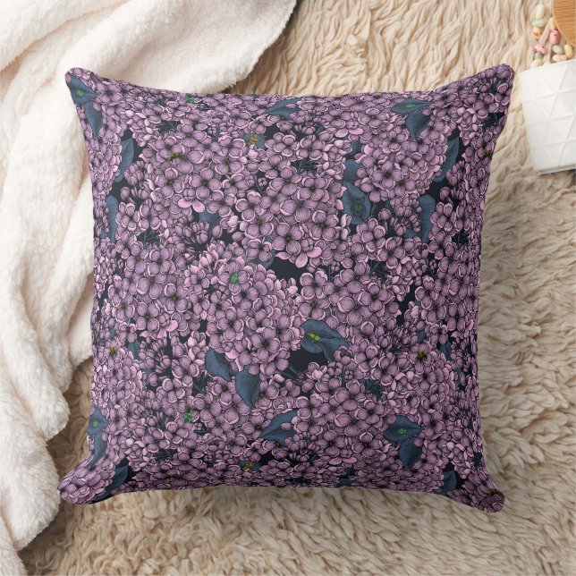 Violet Lilac garden Throw Pillow (Blanket)