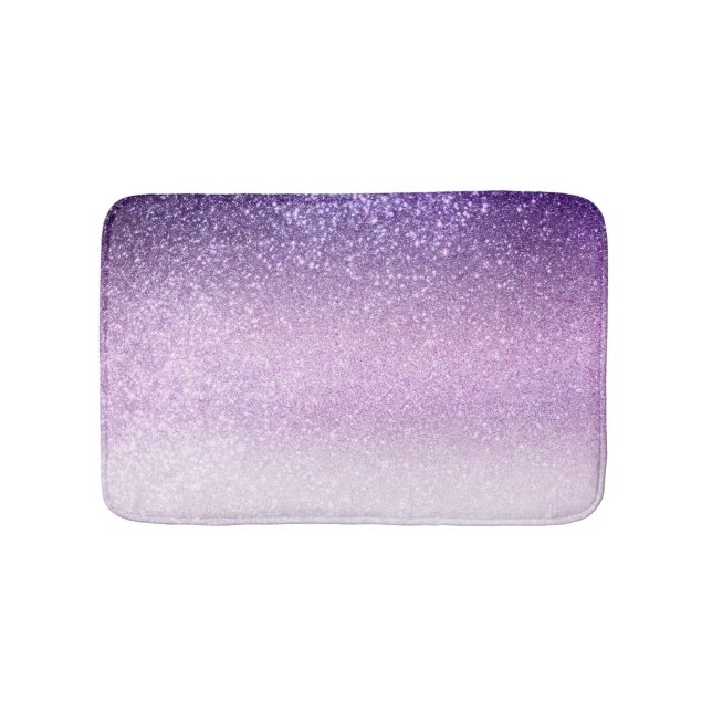 Violet Lilac Pastel Purple Triple Glitter Ombre Bath Mat (Front)