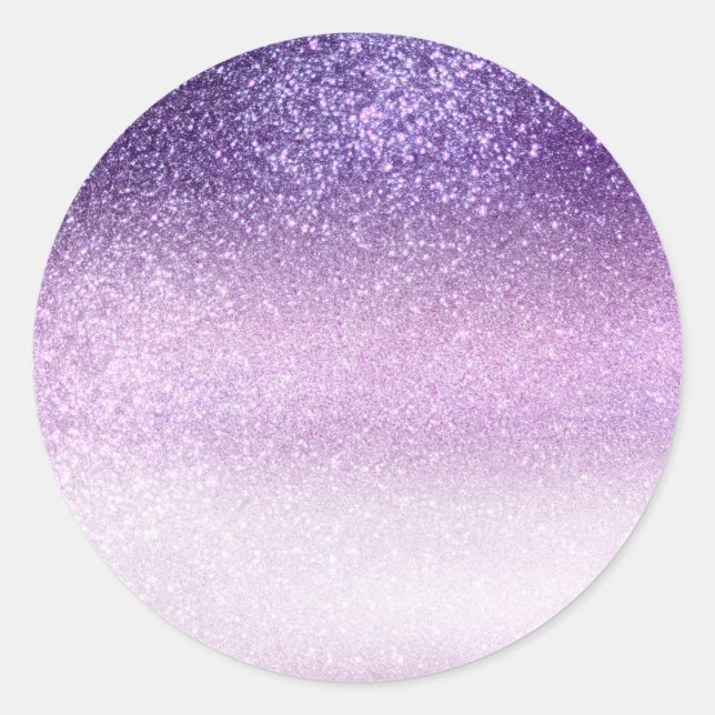 Violet Lilac Pastel Purple Triple Glitter Ombre Classic Round Sticker (Front)