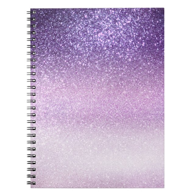 Violet Lilac Pastel Purple Triple Glitter Ombre Notebook (Front)