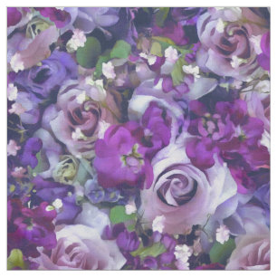 Violet Lilac Rose Flowers Garden Pattern Fabric