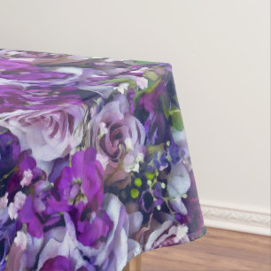 Violet Lilac Rose Flowers Garden Tablecloth