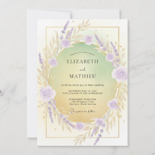 Violet Lilac Wreath Wedding Invitation