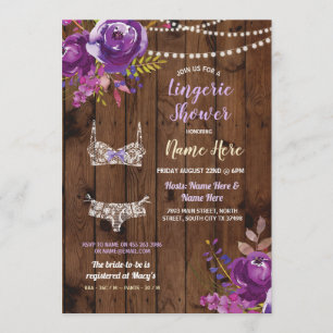 Violet Lingerie Douche Bachelorette Invitation boi