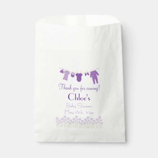 Violet Little Clothes Baby Shower Favour Bag (Front)