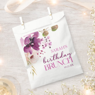 Violet Magenta Purple Floral Birthday Party Brunch Favour Bag