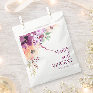 Violet Magenta Purple Floral Flower Wedding Favour Bag