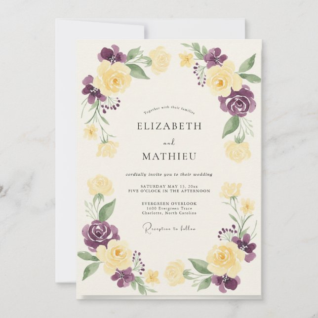 Violet Maize Painted Wedding Invitation (Front)