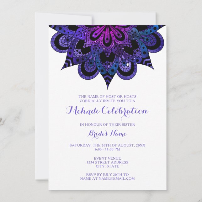 Violet Mandala Mehndi Célébration Invitation (Devant)