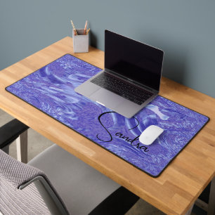Violet Marble Abstract Personalized Desk Mat