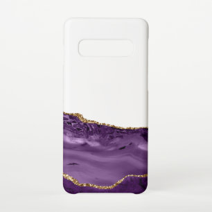 Violet Marble Agate Golden Glitter Accents Samsung Galaxy Case