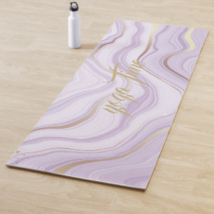 violet marbled watercolor yoga mat