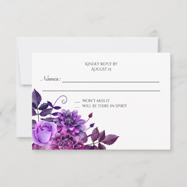 Violet mariage rsvp Réponse florale Réponse des fl (Devant)