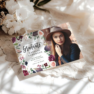 Violet marine floral photo faire-part