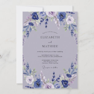 Violet Mauve Petal Wedding Invitation