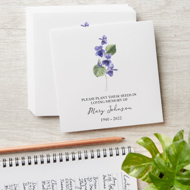 Violet Memorial Funeral Seed Envelope (Stacked)