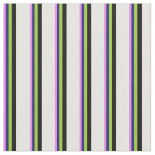 Violet, Midnight Blue, Green, Black & White Lines Fabric