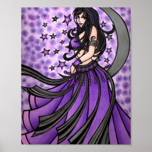 Violet Moon Goddess Belly Dancer Art Poster