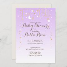 Violet Moon Star fille Invitation Baby shower