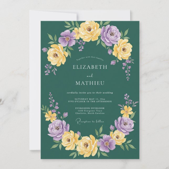 Violet Mustard Painted Wedding Invitation (Front)