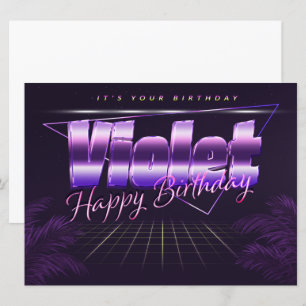 Violet Name First name purla retro card Birthday