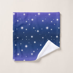Violet Night Gradient with Twinkling Stars pattern Bath Towel Set