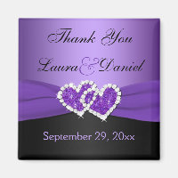 Violet, Noir Coeurs Joints Mariage Faveur Aimant