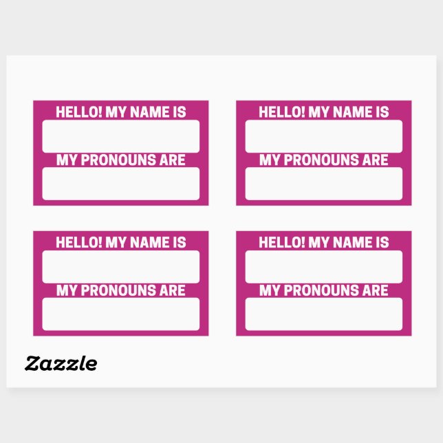 Violet Nom rouge & Étiquettes Pronoun (Feuille)