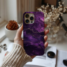 Violet Obscura Luxury Deep Purple Marble Gold