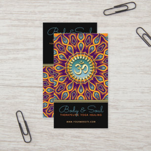 Violet Orange Teal Mandala Energy Yoga Om New Age Business Card