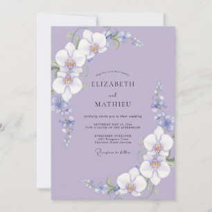 Violet Orchid Petal Wedding Invitation