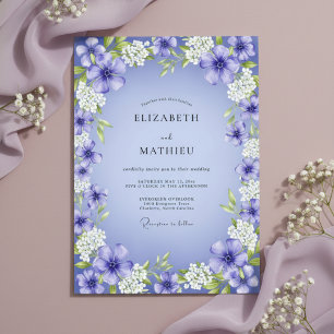Violet Painterly Floral Romance Wedding Invitation
