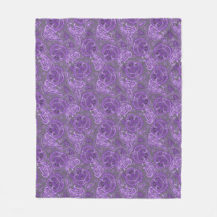 Violet paisley damask floral oriented ethnic fleece blanket